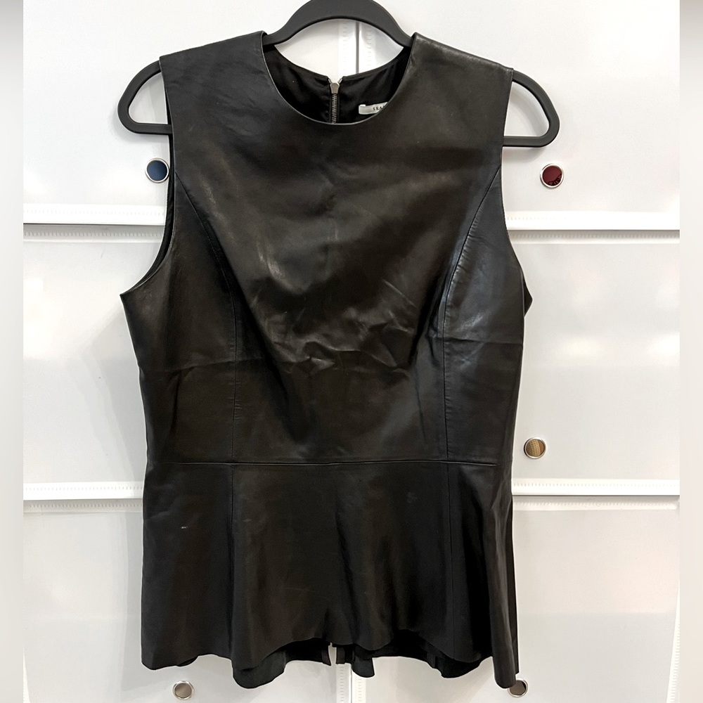 Leather Peplum Top